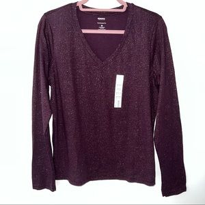 Glittery plum V-neck